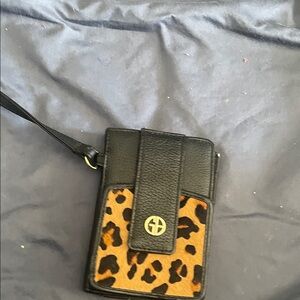 Black and Leopard Print Phone Wallet